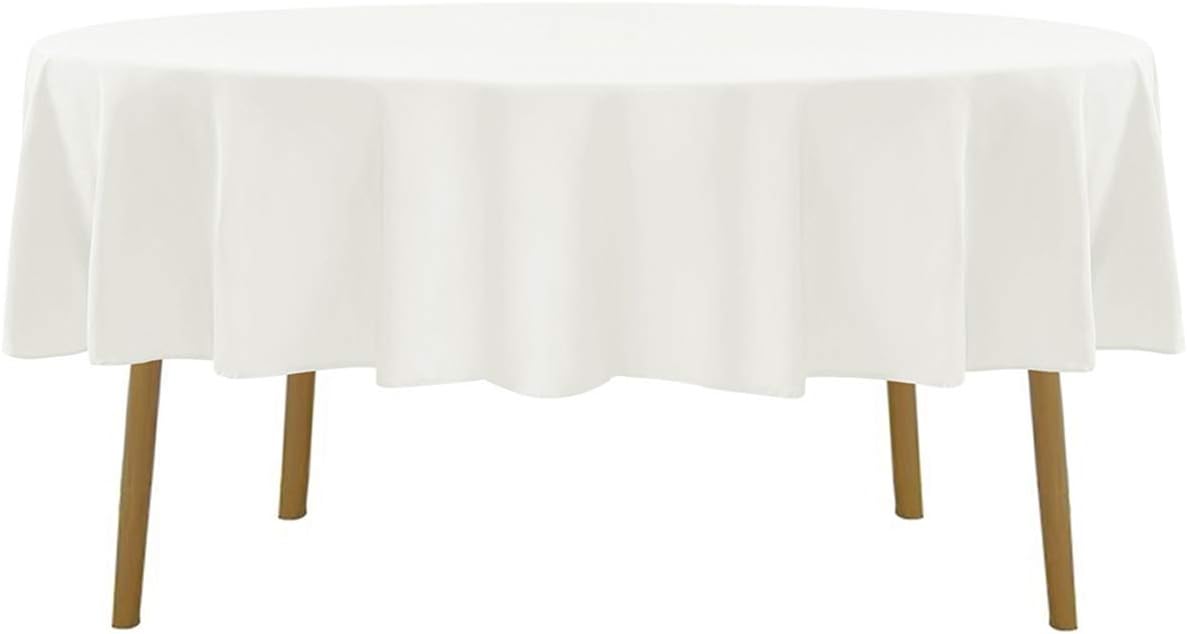 120 inch Round Tablecloth Washable Polyester Table Cloth Decorative Table Cover for Wedding Party Dining Banquet（12 Pack 120 inch,Ivory）