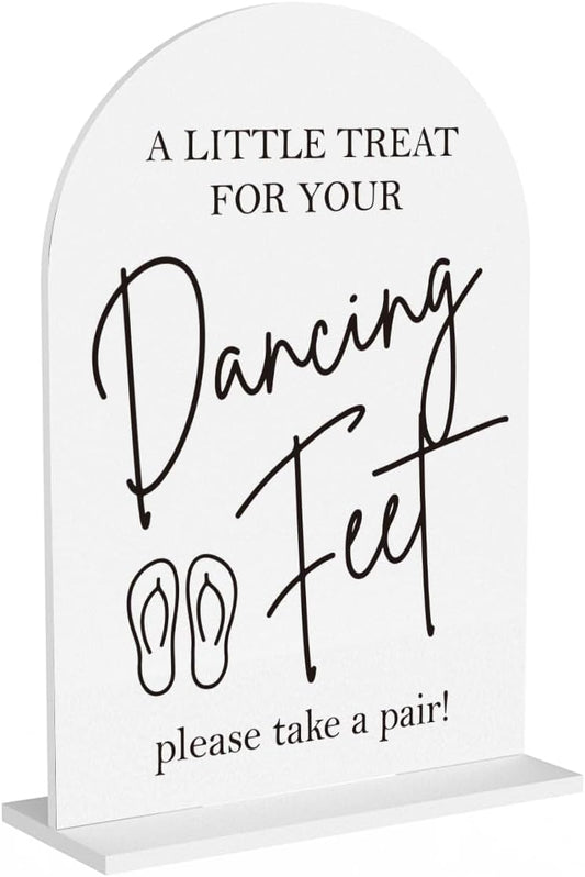 Dancing Feet Sign, Wedding Flip Flops Sign, Wedding Engagement Bridal Shower Reception Party Table Desk Acrylic Decor