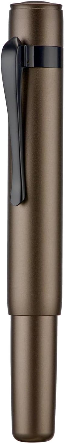 Hongdian M2 Black Forest Mini Fountain Pen, Fine Soft Nib & Sleek Shape Aluminium Short Pocket Travel Pen (Caramel Brown)