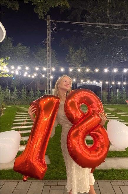 Number Balloon Red 1 Balloon 40 Inch, Red One 1st Number Balloon for First Birthday, 1 10 11 12 15 16 17 18 Red Party Graduations Decorations