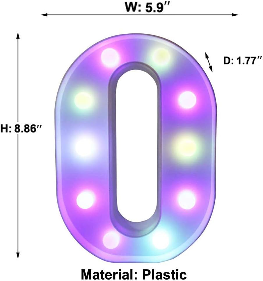 Pooqla Colorful Marquee Letters LED Light Up Letters with Remote, Party Birthday Letter with Lights Decorations for Classroom Room Dorm Home - Multicolor Letter O