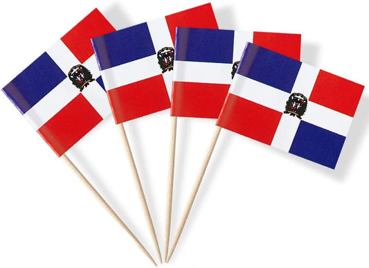 Dominica Flag Dominican Republic Flag, Small Mini Dominican Republic Toothpick Flags for Food, Cupcakes, Cocktails, Appetizers, Bar Party Decorations