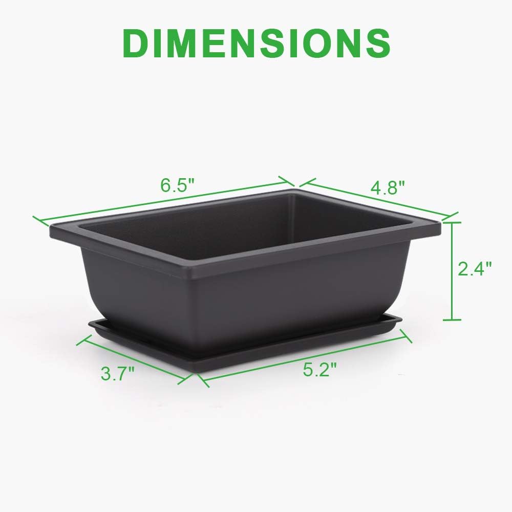 GROWNEER 6 Packs 6.5 Inch Bonsai Training Pots with Drainage Humidity Trays, Bonsai Tree Kits with 1 Repotting Mat, Growing Planter for Garden, Yard, Balcony, Office, Indoor, Outdoor
