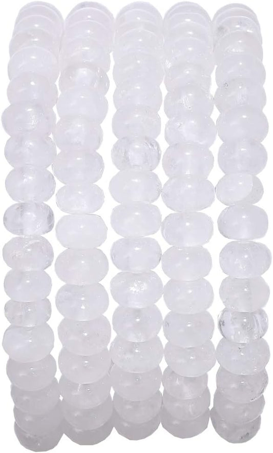 Natural White Quartz Crystal Stone Rondelle 4x6mm Loose Semi Gemstone Beads for Jewelry Making 38cm
