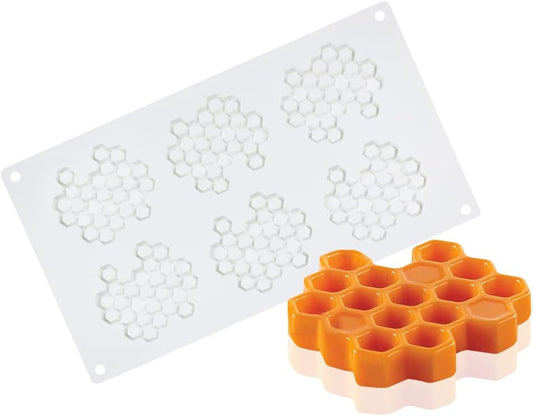 Honeycomb Bee Silicone Molds, Embossing Lace Fondant Mold and Bee Lace Fondant Molds for Cupcake Cake Decorating Sugar Chocolate Candy Baking Mold