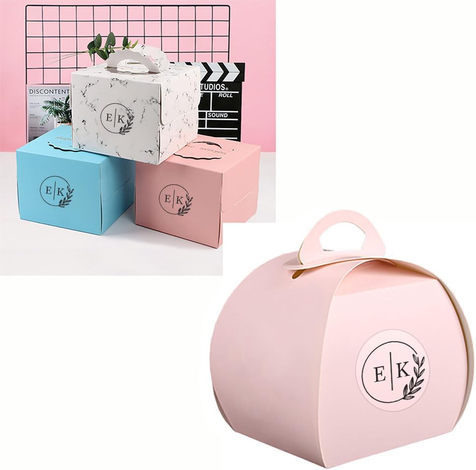 Customizable EK Initials Circle Branch Transparent Stickers 4cm 1.57 Inch Clear Round Modern Botanical Labels Self Adhesive Seals for Wedding Couples Gifts Packaging