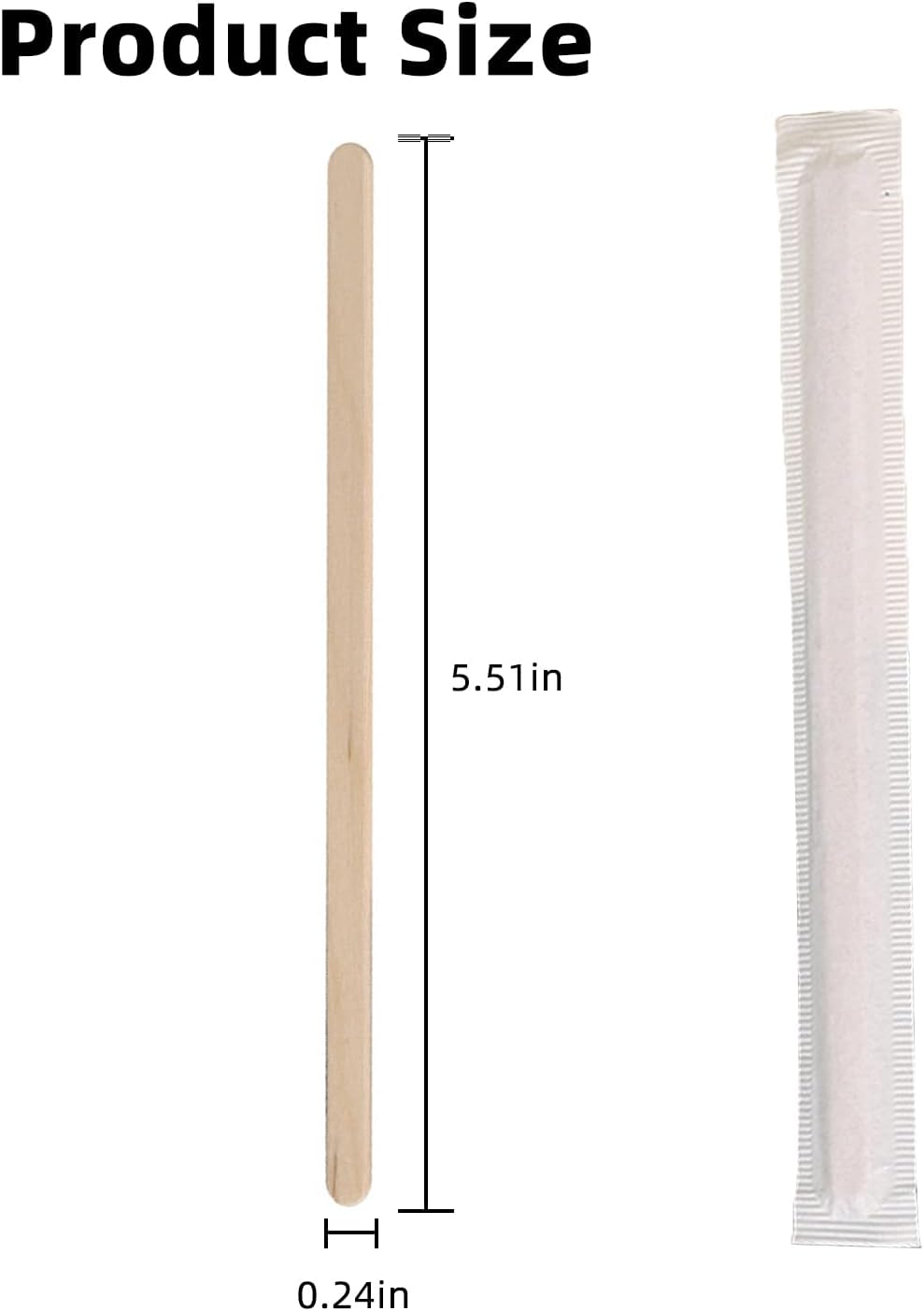 1200 Pcs Individually Wrapped Wooden Coffee Stirrers, 5.5 Inch Disposable Bulk Smooth Rounded Edges Wood Stirrers for Coffee, Cocktail and Hot Drinks