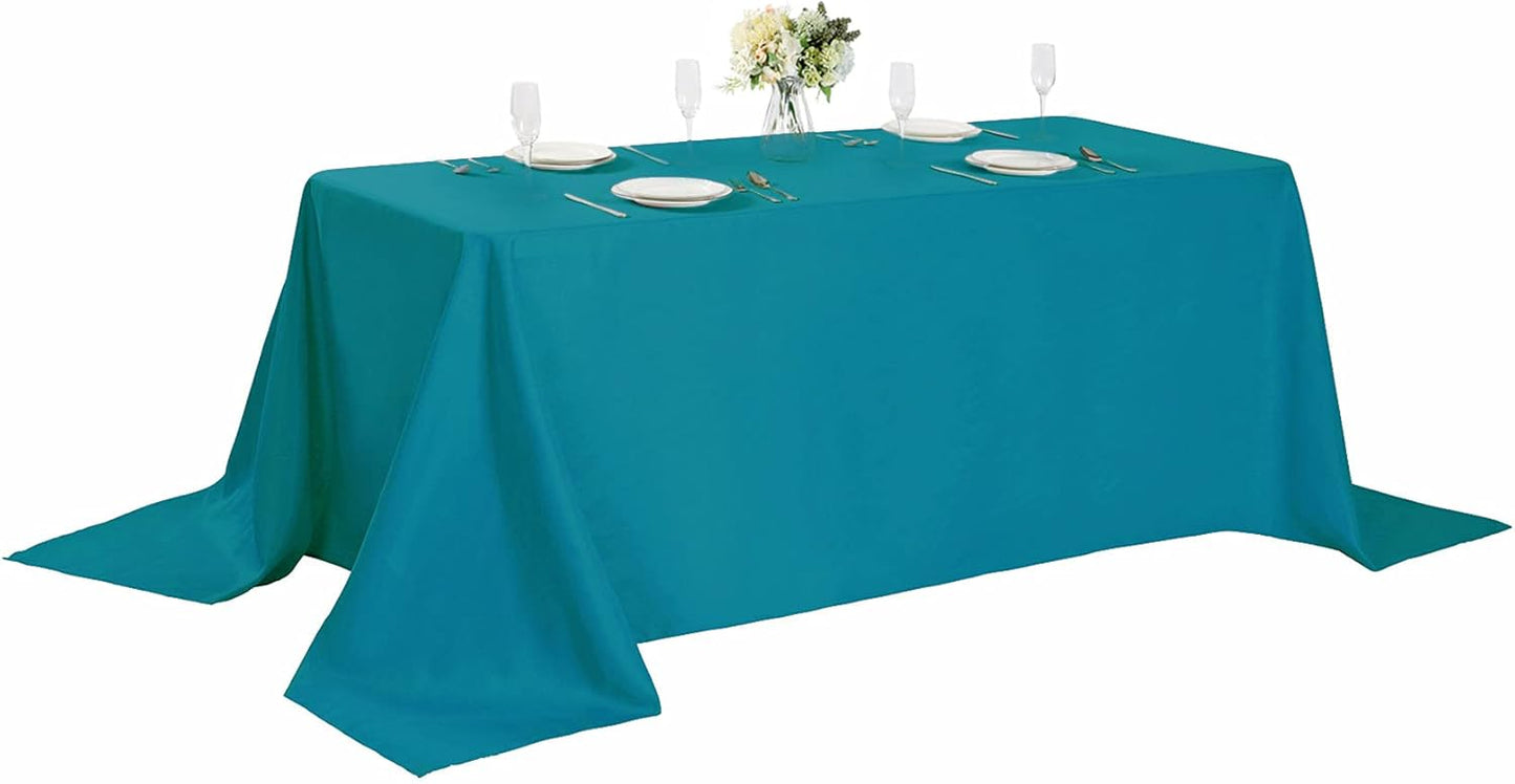 Rectangle Tablecloth 90x132 inch Washable Polyester Fabric Table Cloth for Wedding Party Dining Banquet Decoration（90x132, Caribbean Blue）