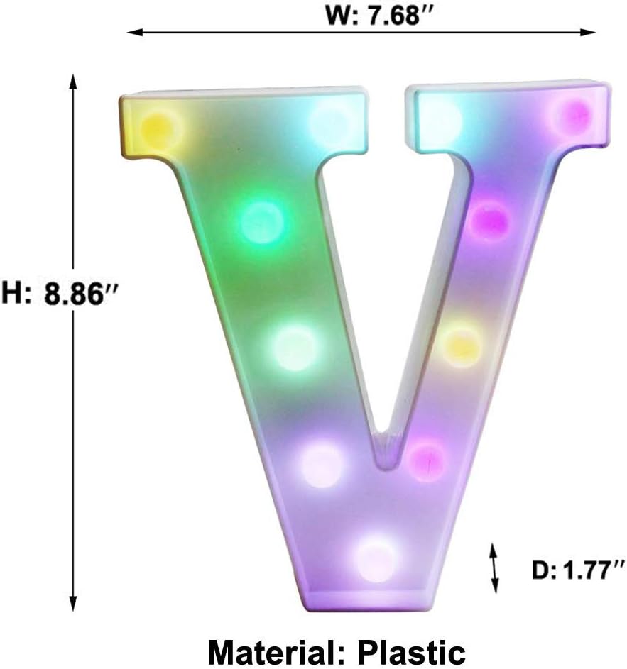 Pooqla Colorful LED Marquee Letter Lights with Remote – Light Up Marquee Signs – Letters with Lights for Anniversary Party Room Decoration - Birthday Gift for Boys Girls Women Men - Multicolor V