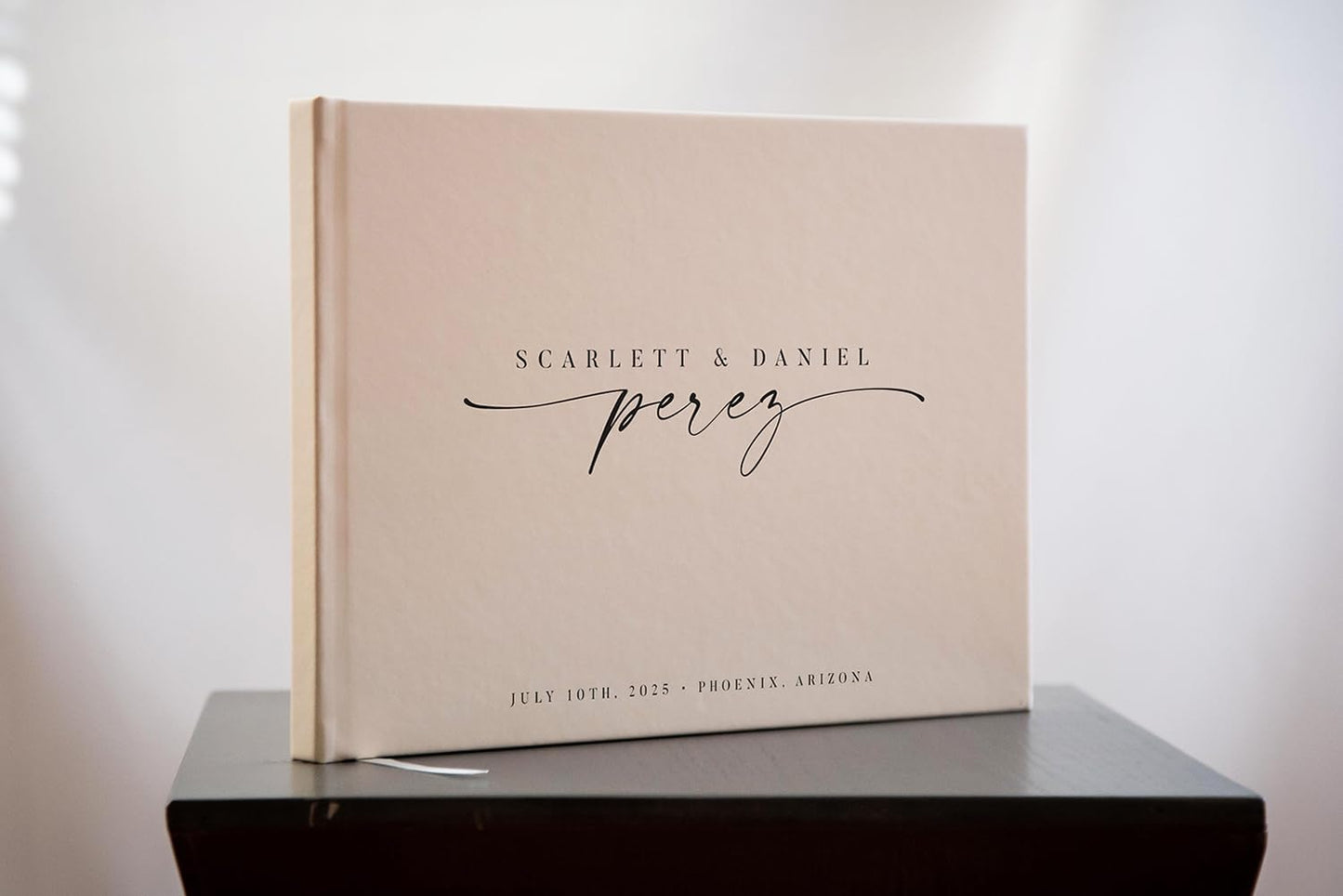 Personalized Guest Book - 11.5" x 8.5" Custom Bride & Groom Names with Bookmark and Hard Cover 140 GSM Blank Pages, for Weddings Guest Book, Engagements, Birthdays, Special Events, Oats