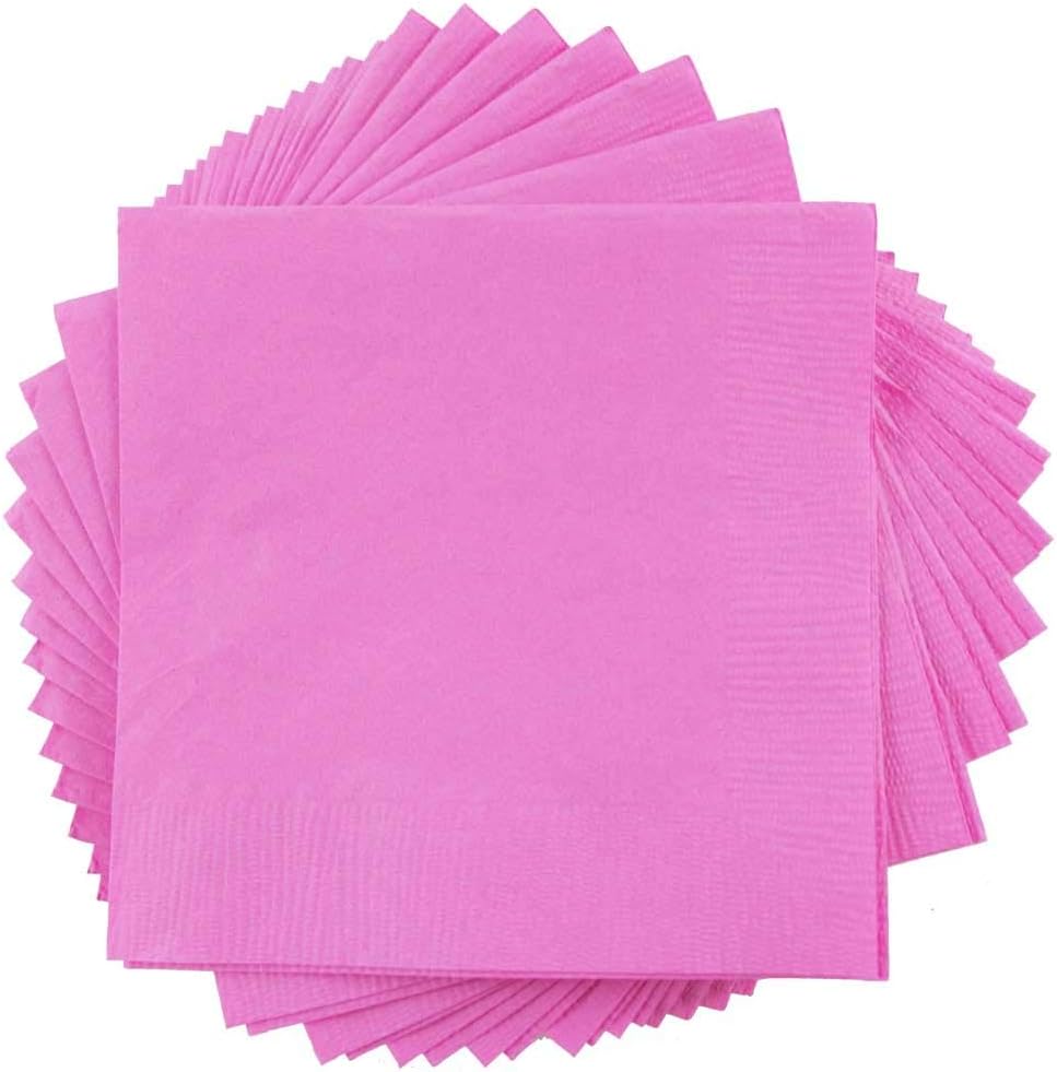 JAM PAPER Small Beverage Napkins - 5 x 5 - Pink - 50/Pack