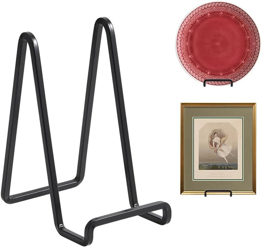 Plate Holder Easel Display Stand - 6 inch Metal Plate Stands for Display - Tabletop Picture Stand - Black Iron Easels for Display Pictures | Photo Frames | Book | Decorative Plates | Plaque - 4Pack