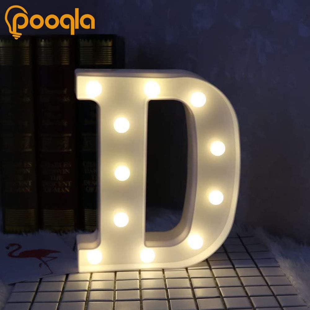 Pooqla LED Marquee Letter Lights Sign, Light Up Alphabet Letter for Home Party Wedding Decoration D