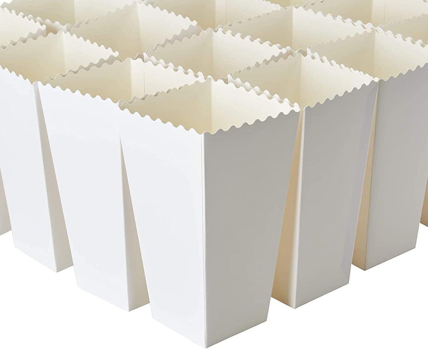 BLUE PANDA 100 Pack White Popcorn Boxes Bulk for Party - White Popcorn Containers for Movie Night & Carnival Decorations - 46 oz Paper Box (7.8 x 4.25 x 4.25)