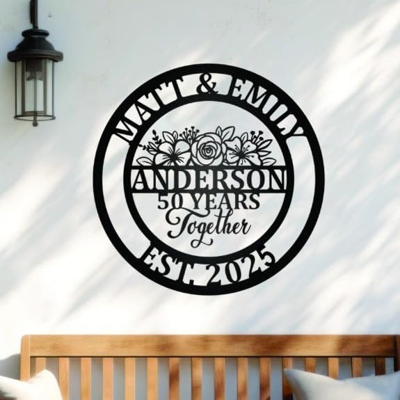 NAZENTI Personalized Metal Sign Wedding Gift For Couple, Wedding Gift, Family Name Sign, Outdoor Name, Anniversary, Home Decor, Front Door