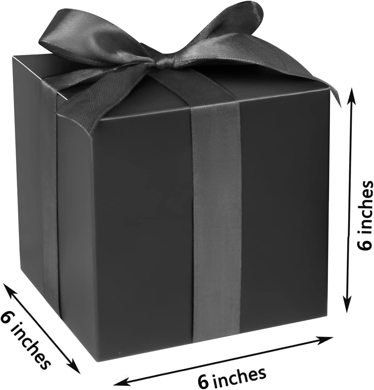 COTOPHER Small Gift Boxes 25 Pack 6x6x6 inches Black Gift Boxes with Lids for Gifts, Crafting, Wedding Party Favor, Cupcake Boxes, Candy, Bridesmaids Proposal Box with Ribbons and Stickers