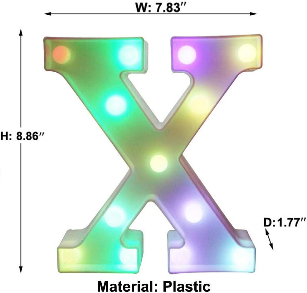 Pooqla Colorful LED Marquee Letter Lights with Remote – Light Up Marquee Signs – Party Bar Letters with Lights Decorations for The Home - Multicolor X