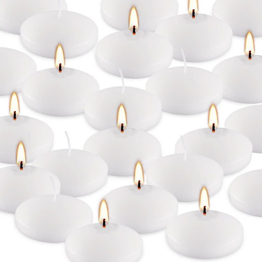 Unscented Floating Candles Set of 72, 3 Inch White Dripless Wax for Centerpieces at Wedding Pool Party Holiday, 10 Hour