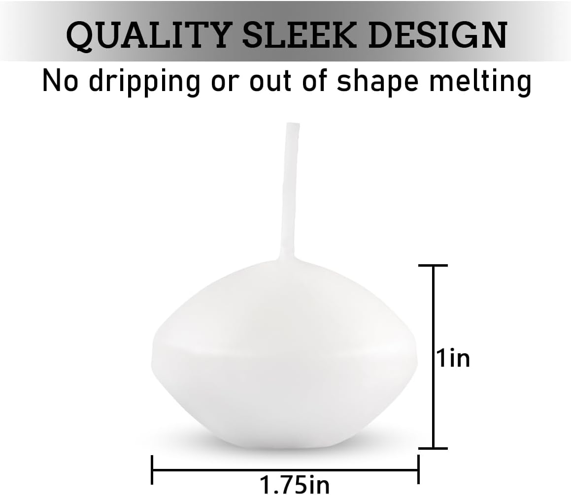 Unscented Floating Candles Set of 72, 2 Inch White Dripless Wax for Centerpieces at Wedding Pool Party Holiday