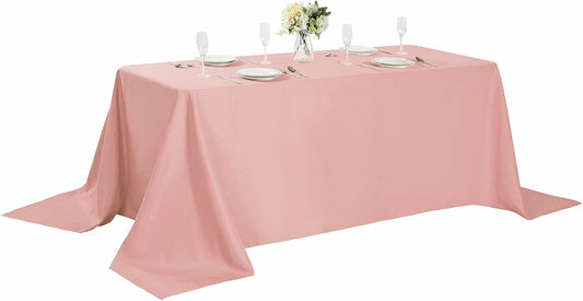 Rectangle Tablecloth 90x132 inch Washable Polyester Fabric Table Cloth for Wedding Party Dining Banquet Decoration（90x132, Dusty Pink）