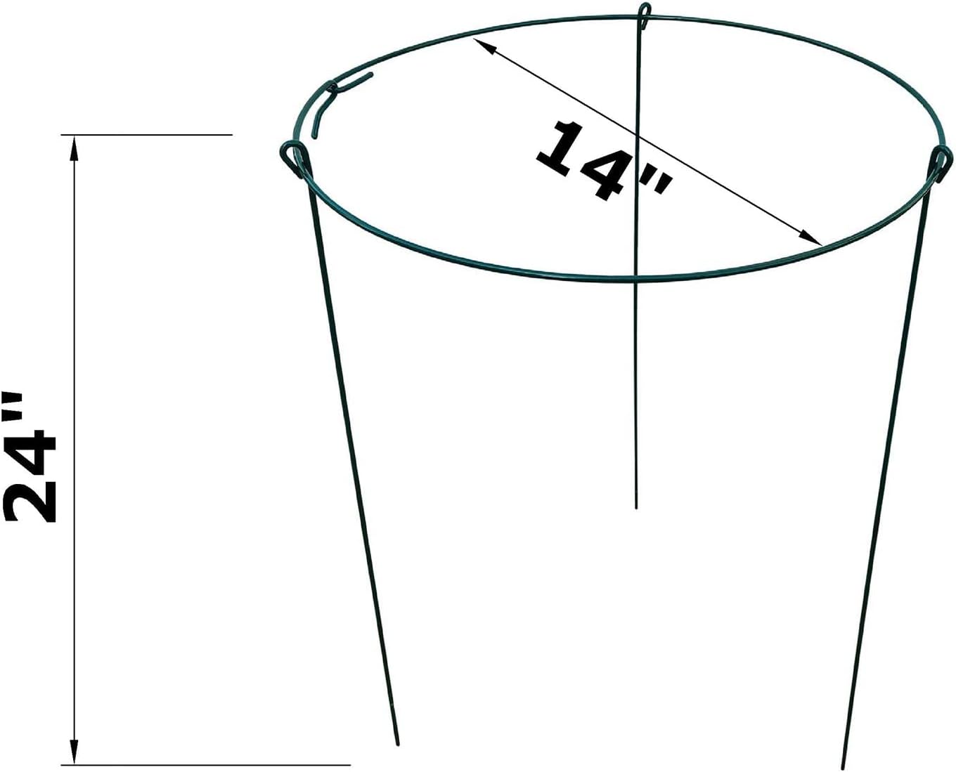 14" Wide x 24" High Peony Cage Rings Garden Plant Support Brace, Pack of 10 Round Metal Plant Stakes Rings, Strong Large Garden Supports for Flowers, Peonies, Rose, Lily