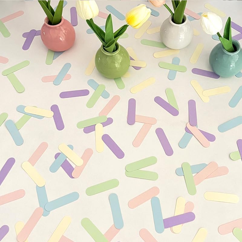 Candy Color Stripes Confetti For Table - Paper Party Decorations For Men Women Boys Girls, Table Sprinkling Scatter Decoration Party Supplies