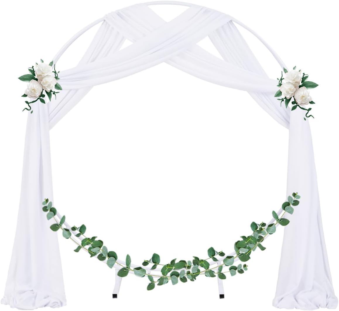 Socomi Wedding Arch Draping Fabric 3 Panels 29" x 19Ft White Sheer Chiffon Curtain Drapes 6 Yards for Wedding Ceremony Birthday Party Decoration