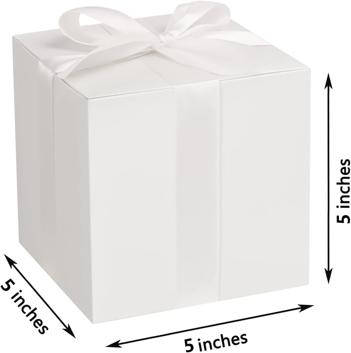 COTOPHER Small Gift Boxes 25 Pack 5x5x5 inches White Gift Boxes with Lids for Gifts, Crafting, Wedding Party Favor, Cupcake Boxes, Candy, Bridesmaids Proposal Box with Ribbons and Stickers