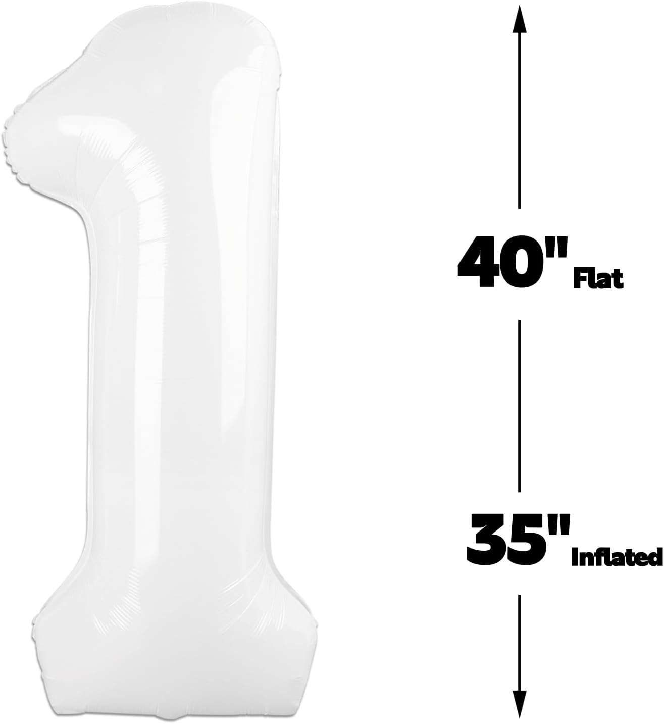 White Number 1 Balloon 40 inch, Number 1 Birthday Balloons for Boy Girl, White Foil One Balloon for 1st 10 11 12 16 18 Birthday Party, Anniversary Celebration Numbers Decorations