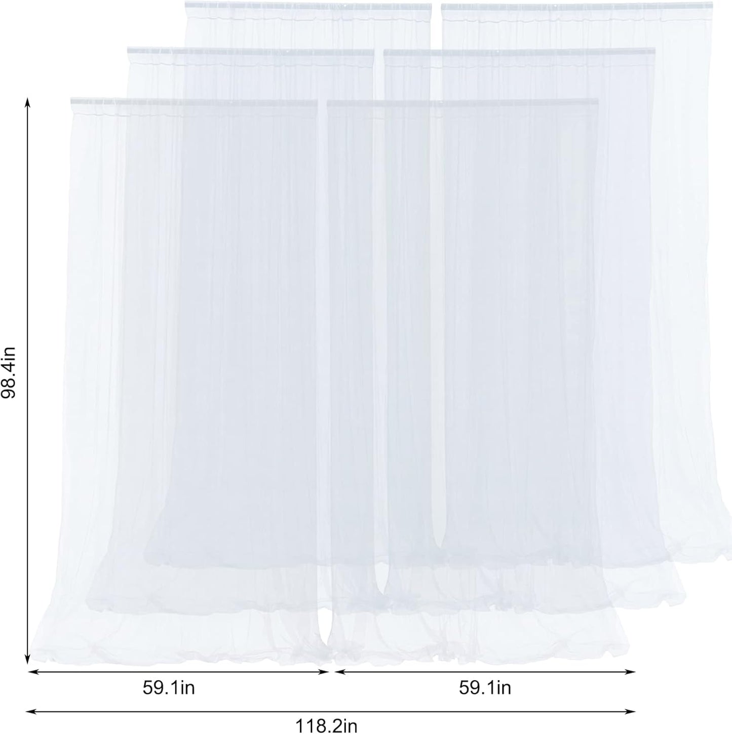 6 Panels White Sheer Tulle Backdrop Curtains for Parties Wedding 30ft x 8ft White Curtain Backdrop for Birthday Party Baby Shower Photos Background Drape(5ft x 8ft, 6 Panels)