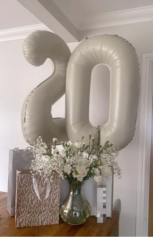 Cream White 0 Number Balloon 40 Inch, 0 Decorations for 10 20 30 40 50 60 70 80 90 100Birthday, Foil Giant Birthday Graduations Anniversary Party Balloons