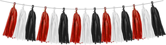 White Red Black Party Decorations - 15Pcs Tissue Paper Tassel Garland Birthday Wedding Graduation Bachelorette Hanging Decor HongTongTong