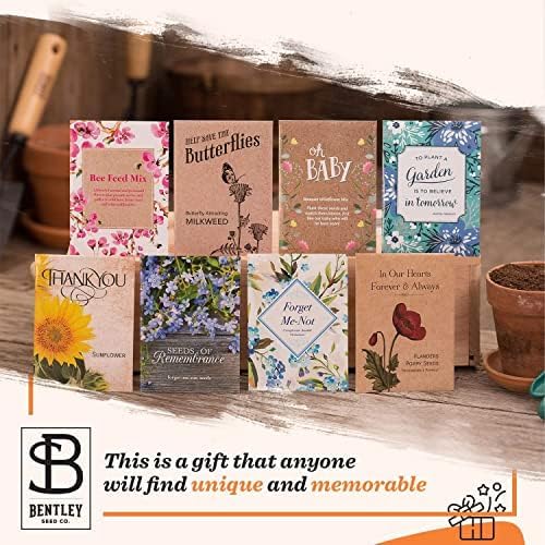 Bentley Seed Co. | Memorial Vintage Gift | Non-GMO, Non-Coated Blue Flax Seed Packets | Memorial & Funeral Keepsake | Linum Lewisii