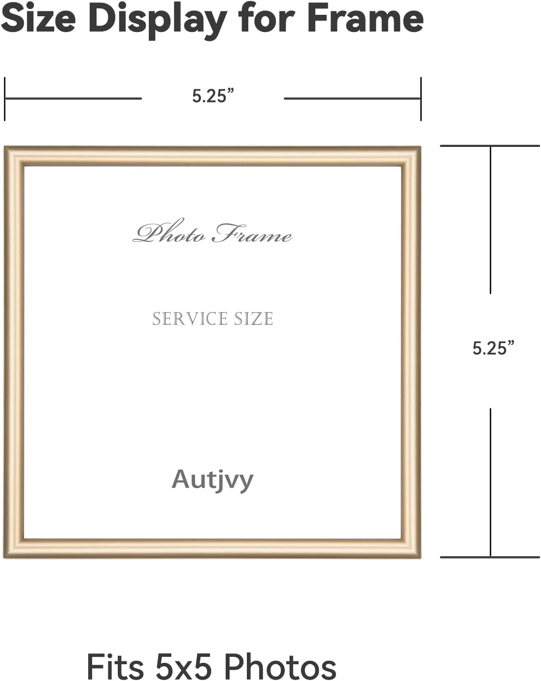 5x5 Picture Frames Gold - Brushed Brass Modern Simple Thin Aluminum Metal Photo Frame with HD Real Glass, Display for Tabletop and Wall Collage. (2 Pack)