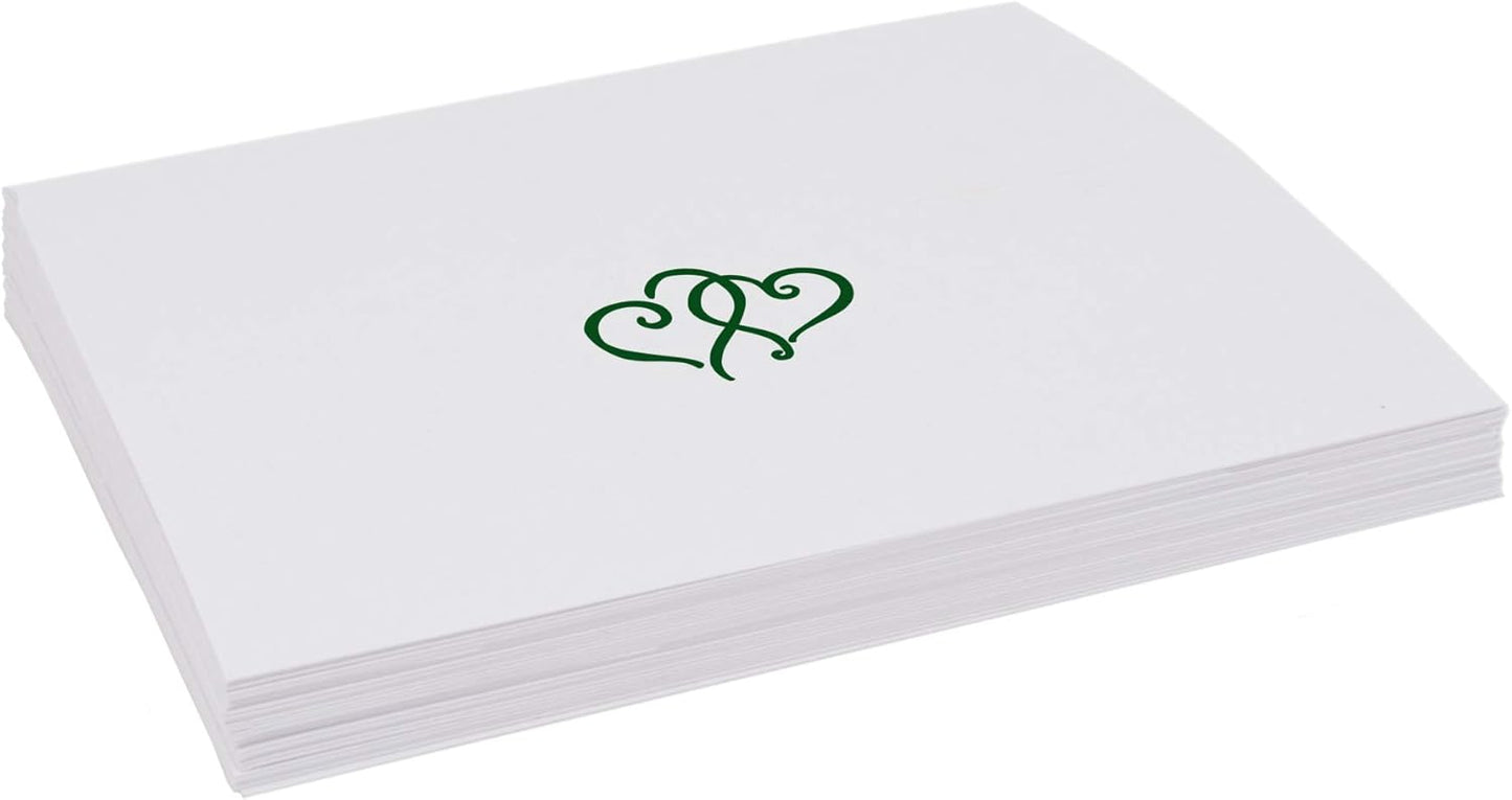 Linked Hearts Place Cards, Hunter Green (Choose Color), Set of 60, Pre-cut and Scored - Wedding, Party, Dinner, and Special Events - Made in the USA