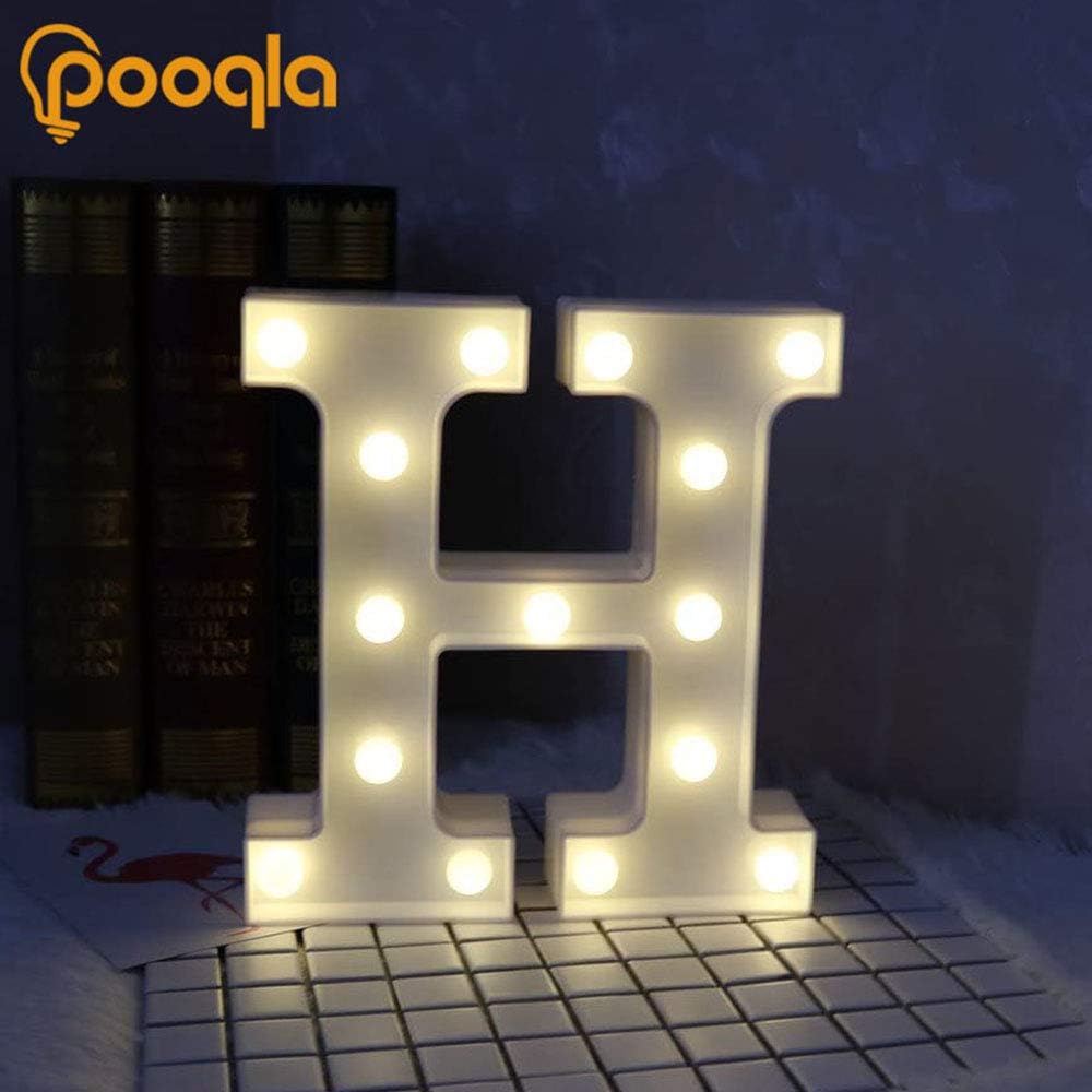 Pooqla LED Marquee Letter Lights Sign, Light Up Alphabet Letter for Home Party Wedding Decoration H