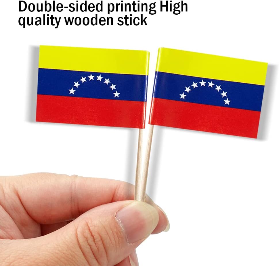 Venezuela Flag Venezuelan Flag, Small Mini Venezuela Toothpick Flags for Food, Cupcakes, Cocktails, Appetizers, Bar Party Decorations