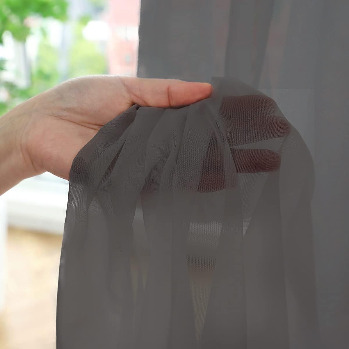 Window Dark Grey Sheer Curtains 60 Inches Width 120 Inches Long 2 Panels Sheer Curtain Clear Curtains Basic Rod Pocket Panel for Home Living Room Bedroom Kids Room Yard Patio Parlor Sliding