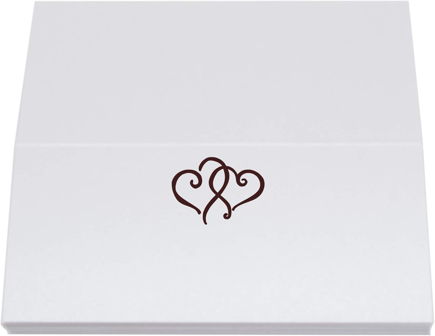 Linked Hearts Place Cards, Chocolate (Choose Color), Set of 25, Pre-cut and Scored - Wedding, Party, Dinner, and Special Events - Made in the USA