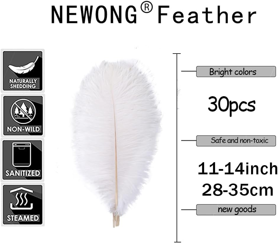 NEWONG 30pcs Mint Green Ostrich Feathers Natural Bulk 11-14inch(28-35cm) Vase Craft Wedding Home Party Centerpieces Christmas Day Decoration