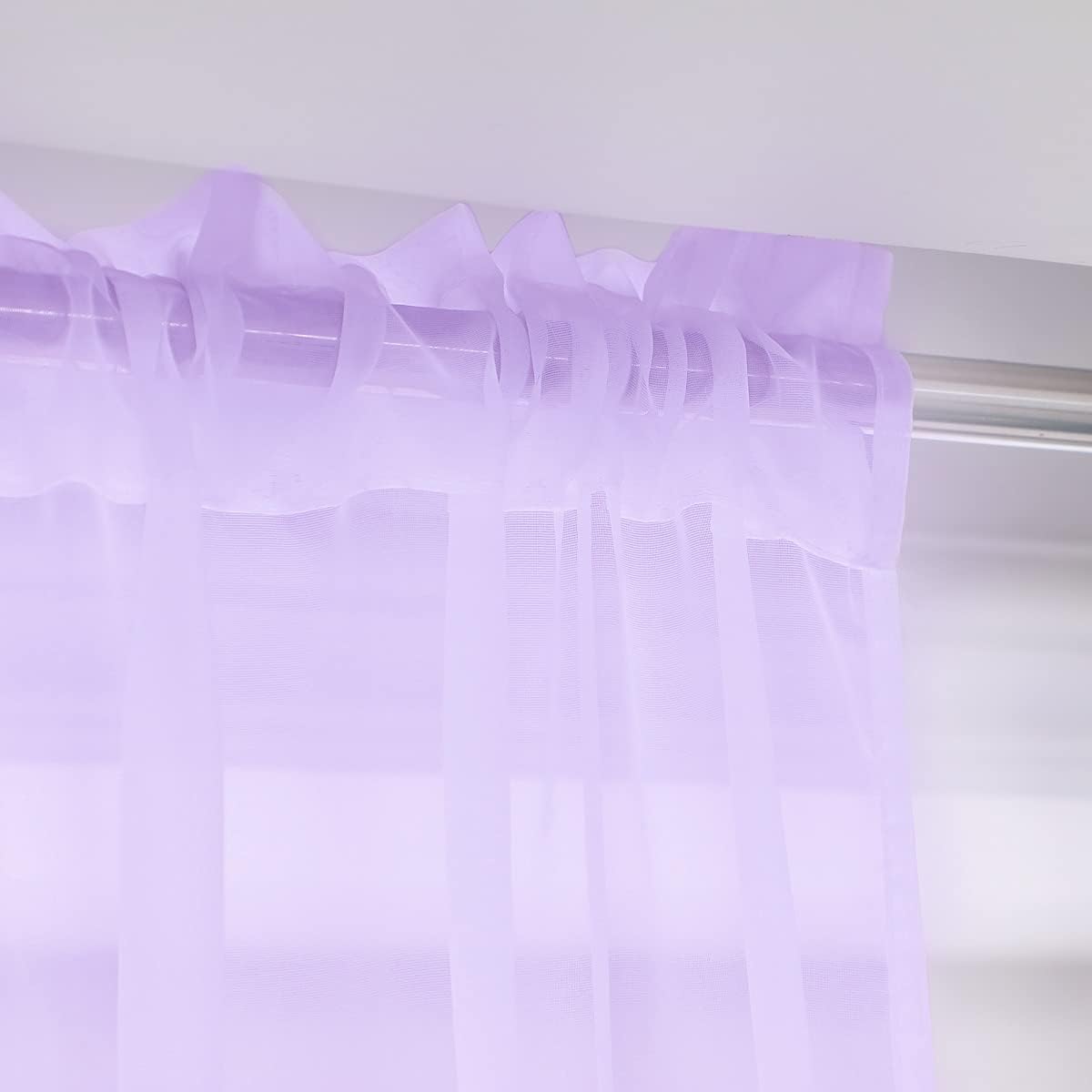 Window Purple Sheer Curtains 120 Inches Long 2 Panels Sheer Curtain Basic Rod Pocket Panel for Bedroom Children Living Room Yard Kitchen (Purple, 52" W x 120" L | 2 pcs)