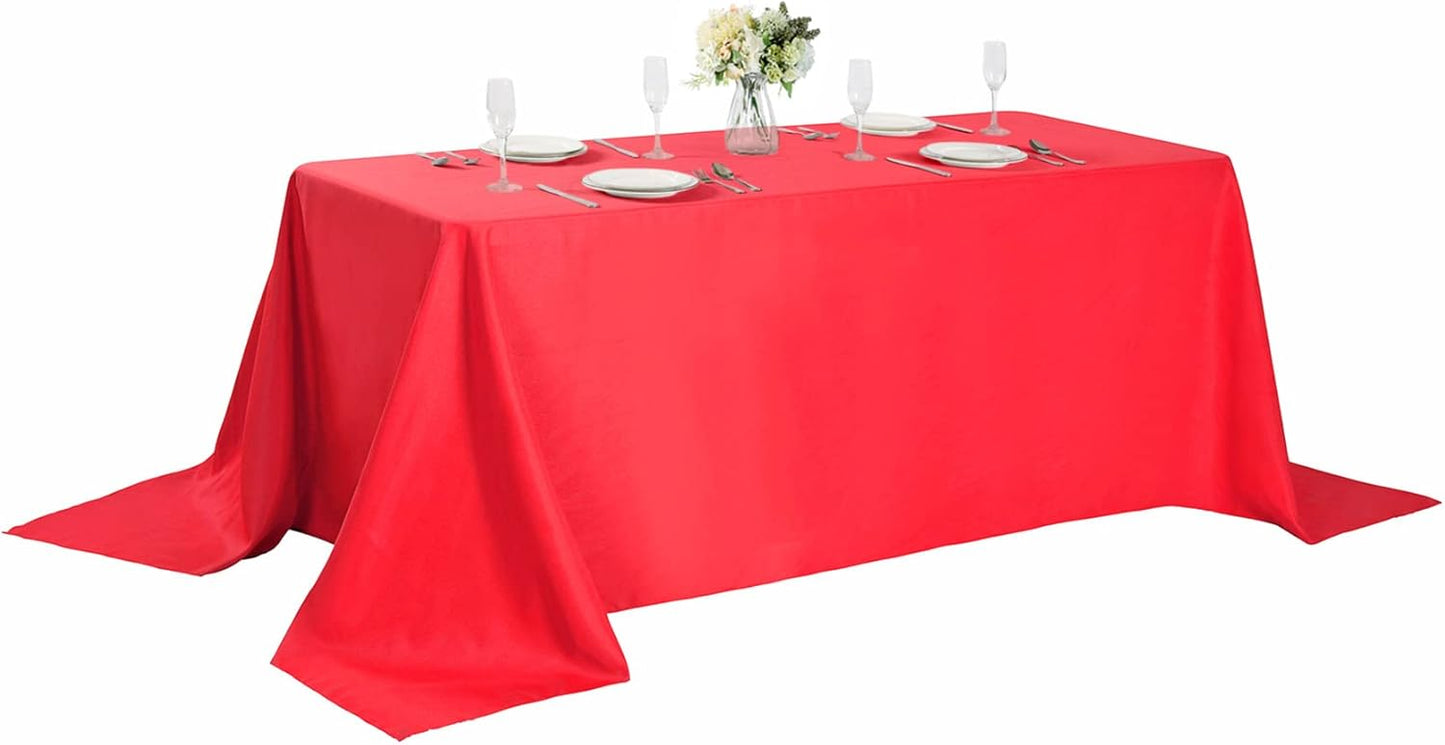 Rectangle Tablecloth 90x132 inch Washable Polyester Fabric Table Cloth for Wedding Party Dining Banquet Decoration（90x132, Red）