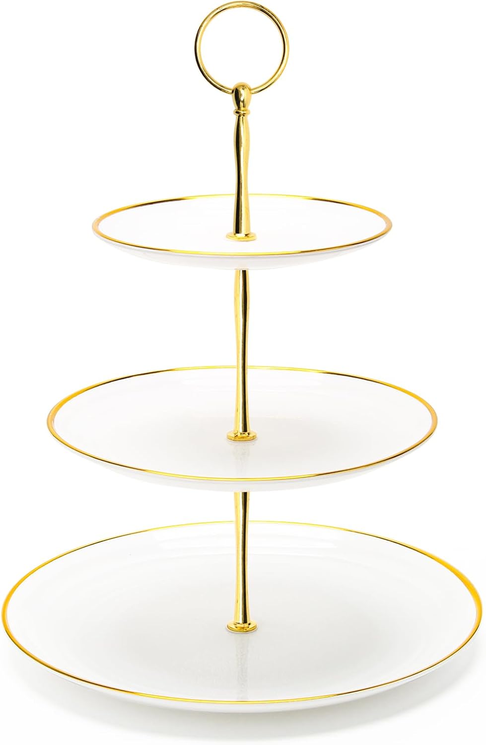Coitak 3 Tier Cupcake Stand, Plastic Tiered Serving Stand, Dessert Tower Tray for Tea Party, Baby Shower and Wedding (Round-gold edge)