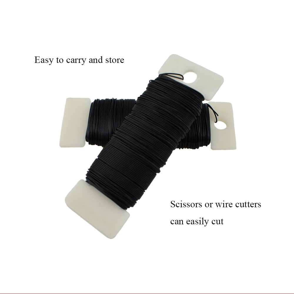 HAHIYO 26Gauge Black Metal Floral Wire - 1 Roll, 38 Yards (115 Feet) - Flexible Paddle Wire for Craft, Christmas Wreath, Flower Arrangement, Bouquet Wrapping, Wedding, DIY