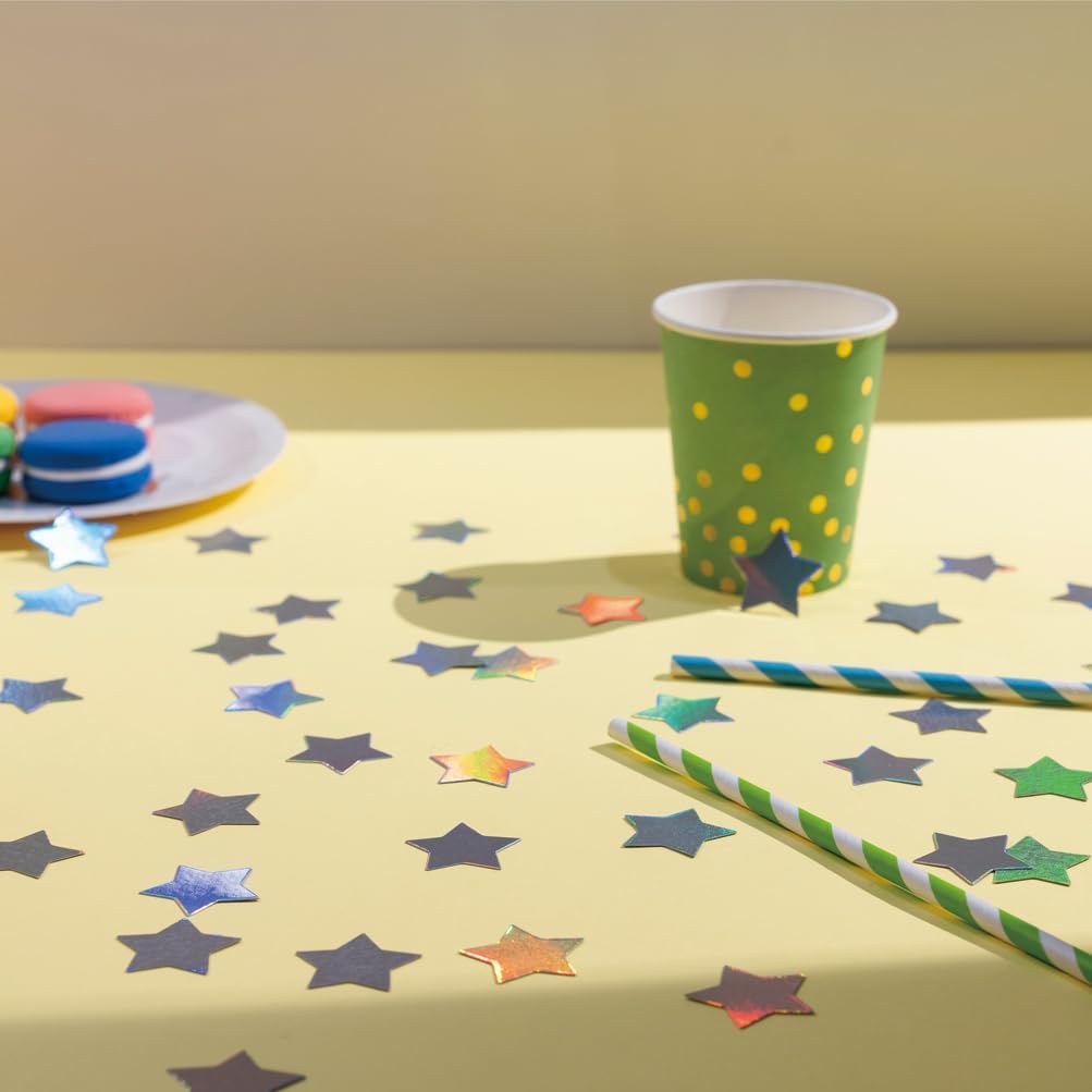 Laser Silver Star Confetti Holographic Table Decoration for Baby Shower Birthday Wedding Graduation Eid Ramadan Theme Party,1.2 inch in Diameter,200 Counts