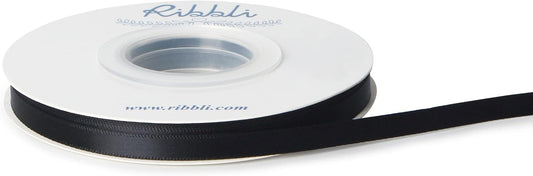 Ribbli Double Faced Black Satin Ribbon,1/4” x Continuous 25 Yards,Use for Bows Bouquet,Gift Wrapping,Floral Arrangement