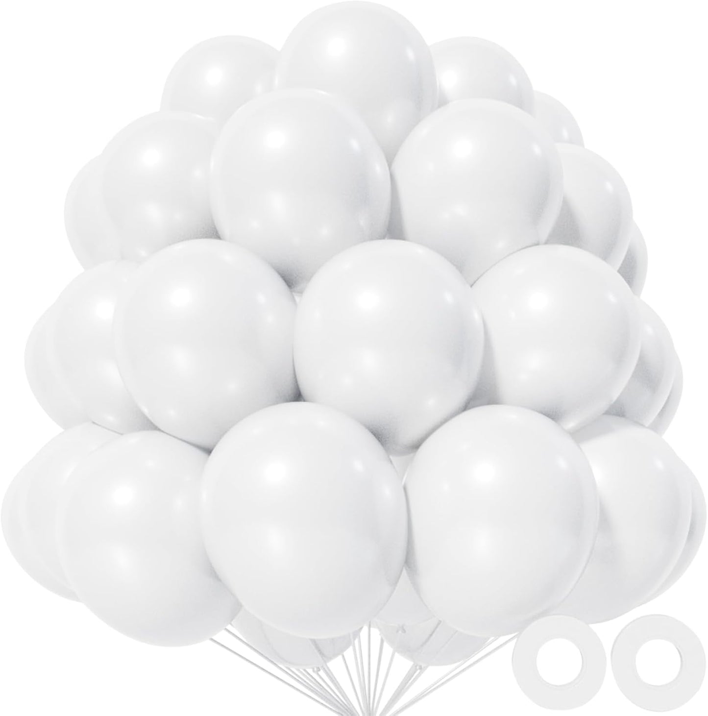 KAWKALSH White Balloon 12 Inch, 110pcs Latex Party Balloons Helium Bright Color for Birthday Baby Shower Wedding Party Supplies Arch Garland Decoration