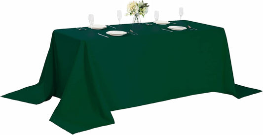 Rectangle Tablecloth 90x132 inch Washable Polyester Fabric Table Cloth for Wedding Party Dining Banquet Decoration（90x132, Hunter）