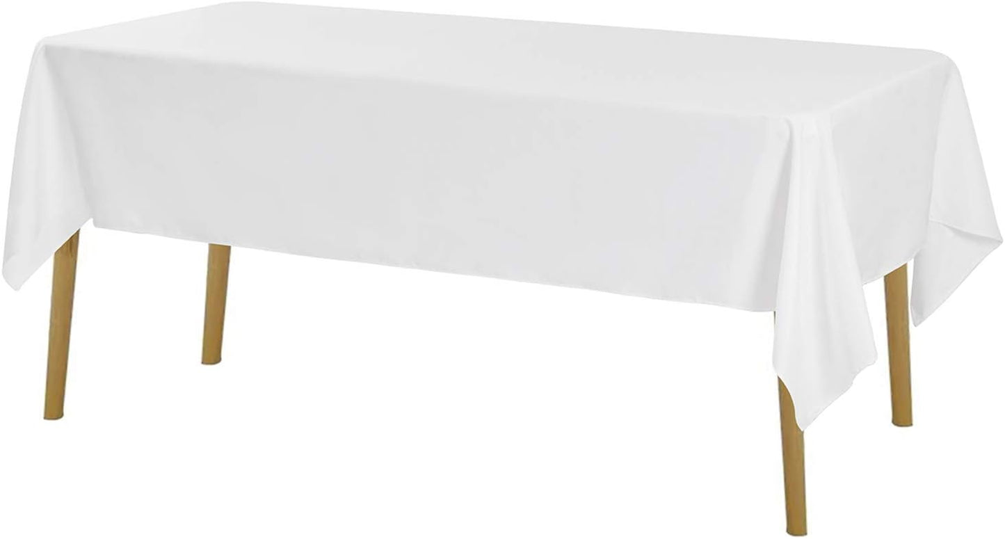 Rectangle Tablecloth 60x120 inch Washable Polyester Fabric Table Cloth for Wedding Party Dining Banquet Decoration（12 Pack 60x120, White）