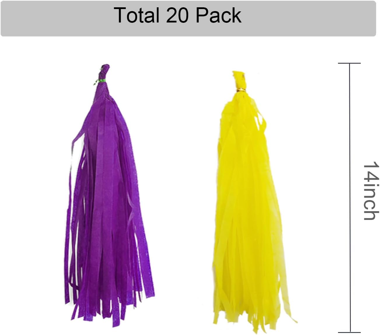 GAKA Purple and Yellow Tissue Paper Tassel,Paper Tassel Garland Banner for Graduation Party Decor Supplies,20 PC